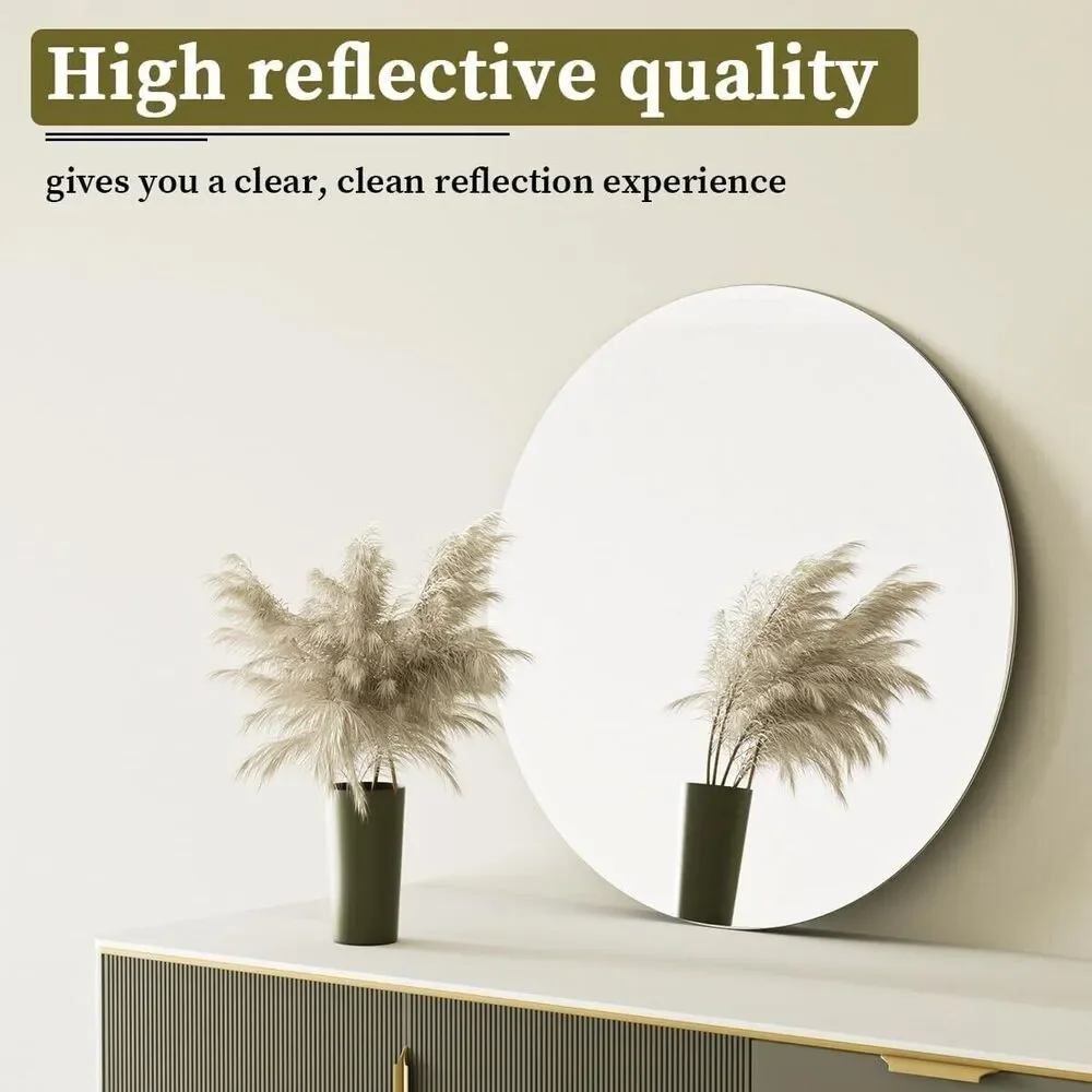 Frameless Round Bathroom Wall Mirror 20 Inch Circle Vanity Entryway Living Room